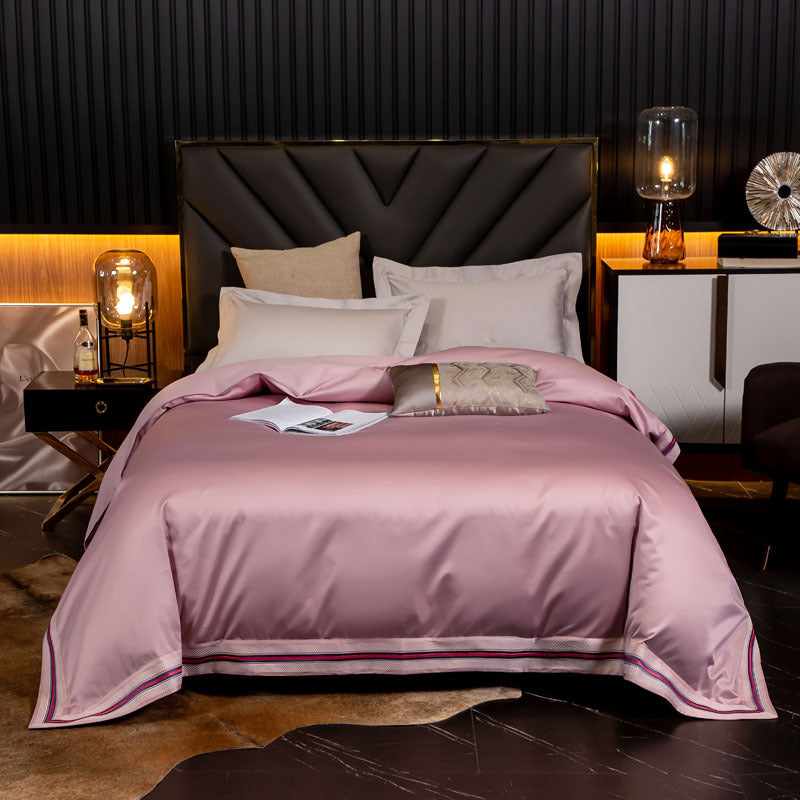 Cotton Satin Bedding Set with Embroidery - High-Density Pure Cotton Bed Linen
