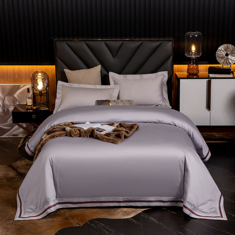 Cotton Satin Bedding Set with Embroidery - High-Density Pure Cotton Bed Linen