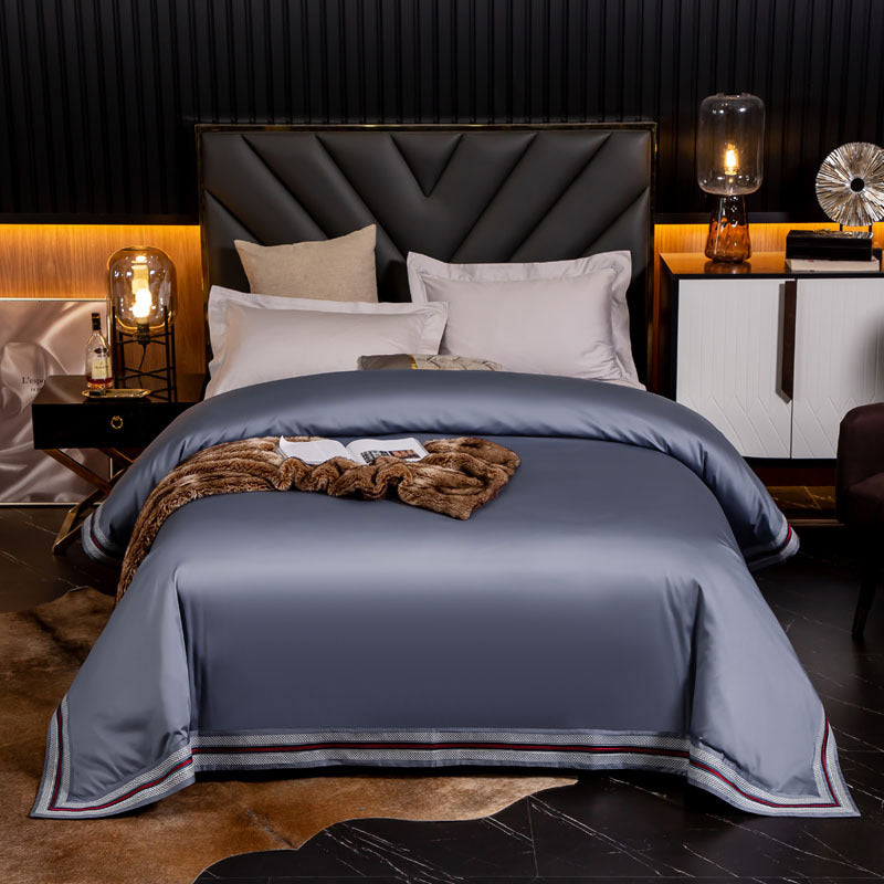 Cotton Satin Bedding Set with Embroidery - High-Density Pure Cotton Bed Linen
