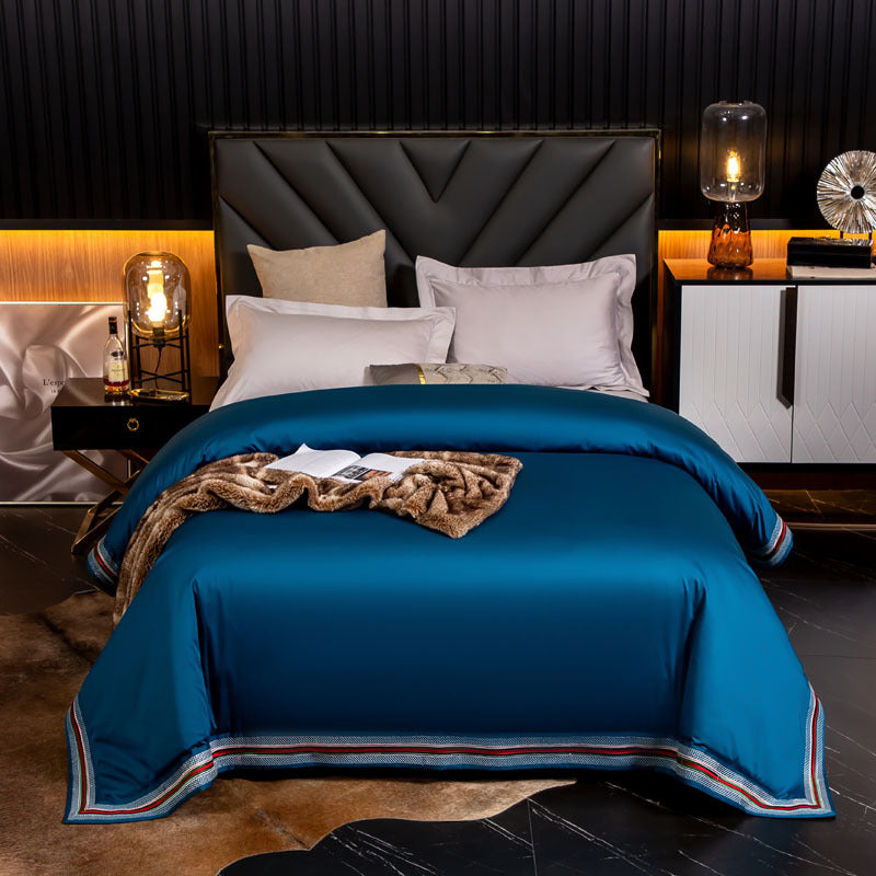 Cotton Satin Bedding Set with Embroidery - High-Density Pure Cotton Bed Linen
