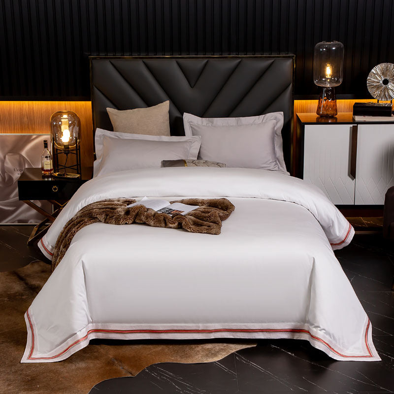 Cotton Satin Bedding Set with Embroidery - High-Density Pure Cotton Bed Linen