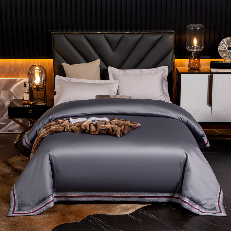 Cotton Satin Bedding Set with Embroidery - High-Density Pure Cotton Bed Linen