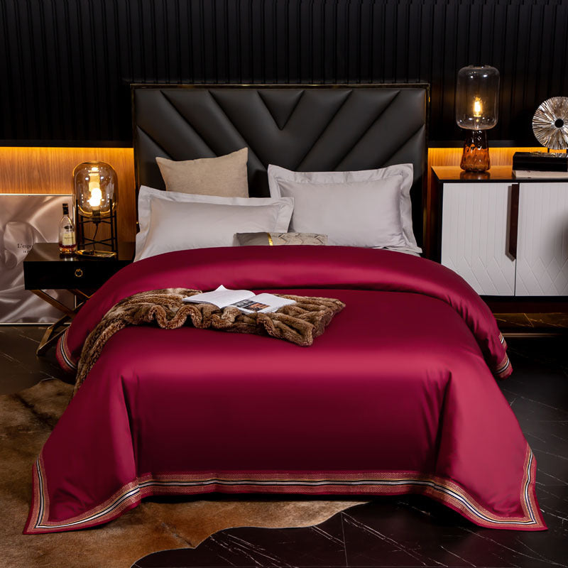 Cotton Satin Bedding Set with Embroidery - High-Density Pure Cotton Bed Linen