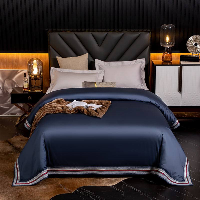 Cotton Satin Bedding Set with Embroidery - High-Density Pure Cotton Bed Linen