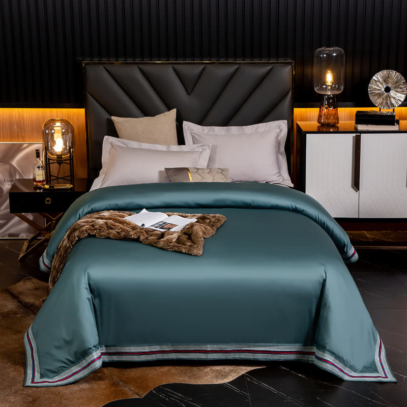 Cotton Satin Bedding Set with Embroidery - High-Density Pure Cotton Bed Linen