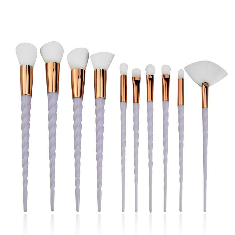Multicolor Spiral Makeup Brush Set - 10 pcs, Portable, Cosmetology Tools