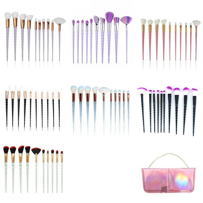 Multicolor Spiral Makeup Brush Set - 10 pcs, Portable, Cosmetology Tools