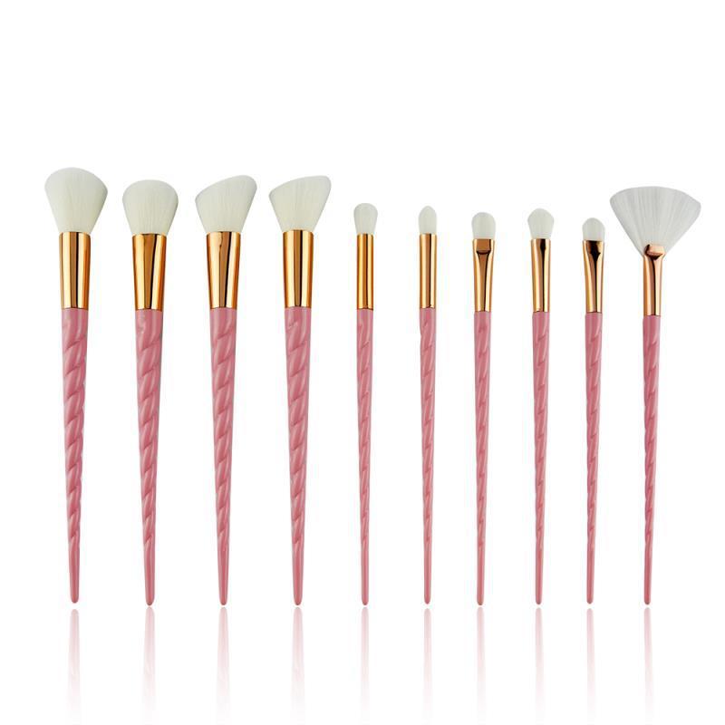 Multicolor Spiral Makeup Brush Set - 10 pcs, Portable, Cosmetology Tools