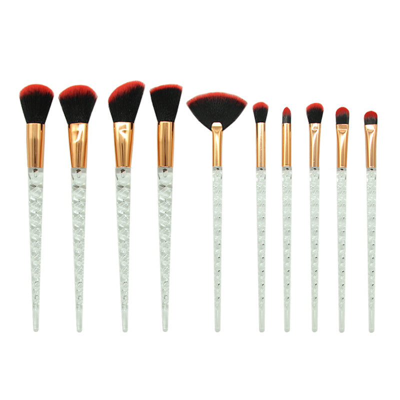 Multicolor Spiral Makeup Brush Set - 10 pcs, Portable, Cosmetology Tools