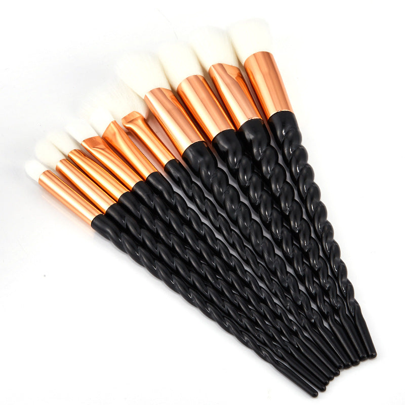 Multicolor Spiral Makeup Brush Set - 10 pcs, Portable, Cosmetology Tools