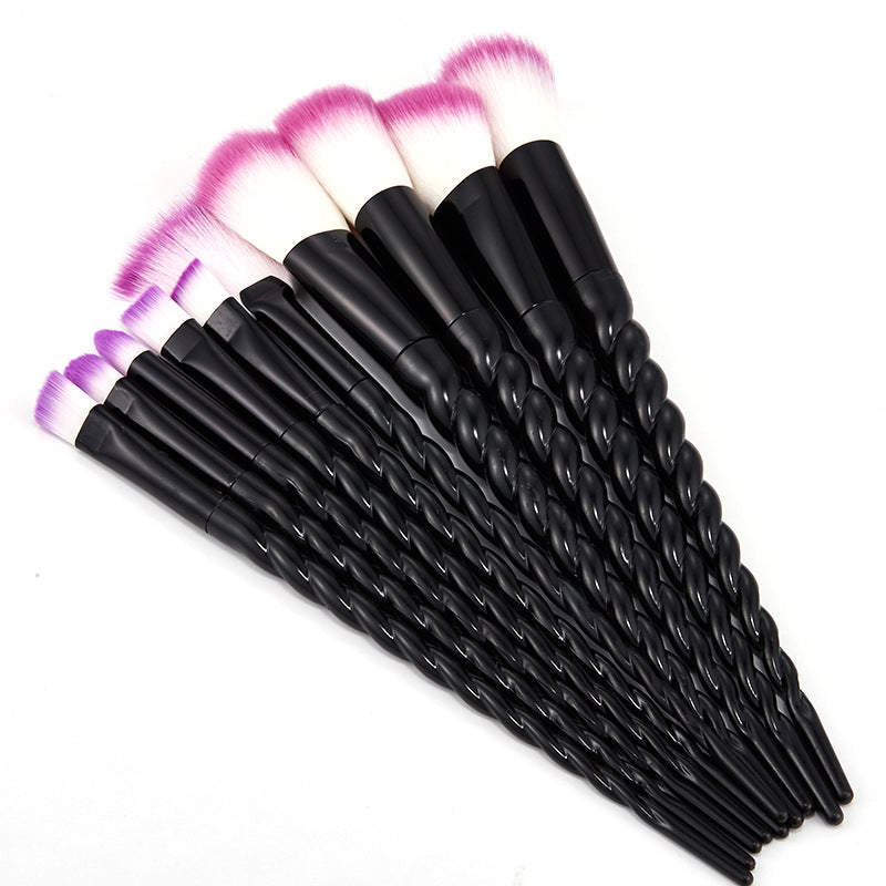 Multicolor Spiral Makeup Brush Set - 10 pcs, Portable, Cosmetology Tools