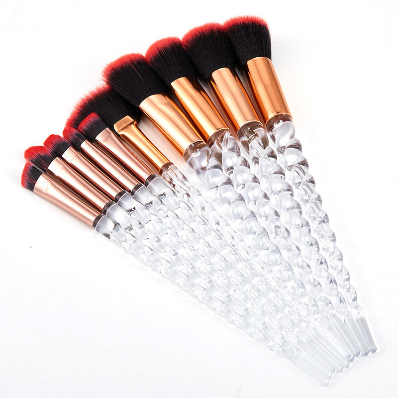 Multicolor Spiral Makeup Brush Set - 10 pcs, Portable, Cosmetology Tools