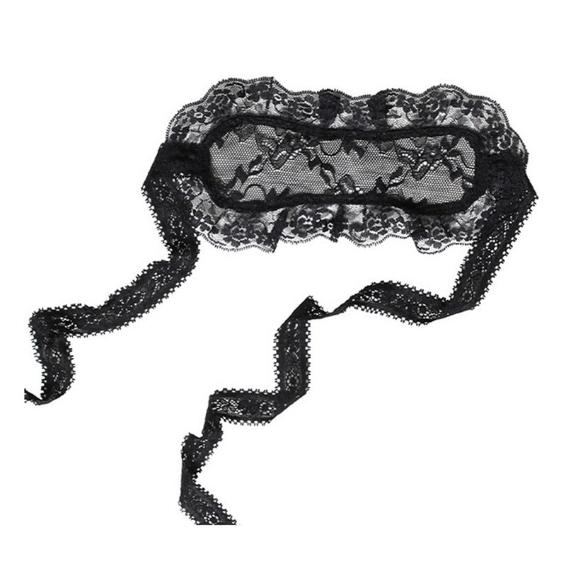 Black Ruffle Lace Eye Mask - Seductive Sleep & Beauty Accessory