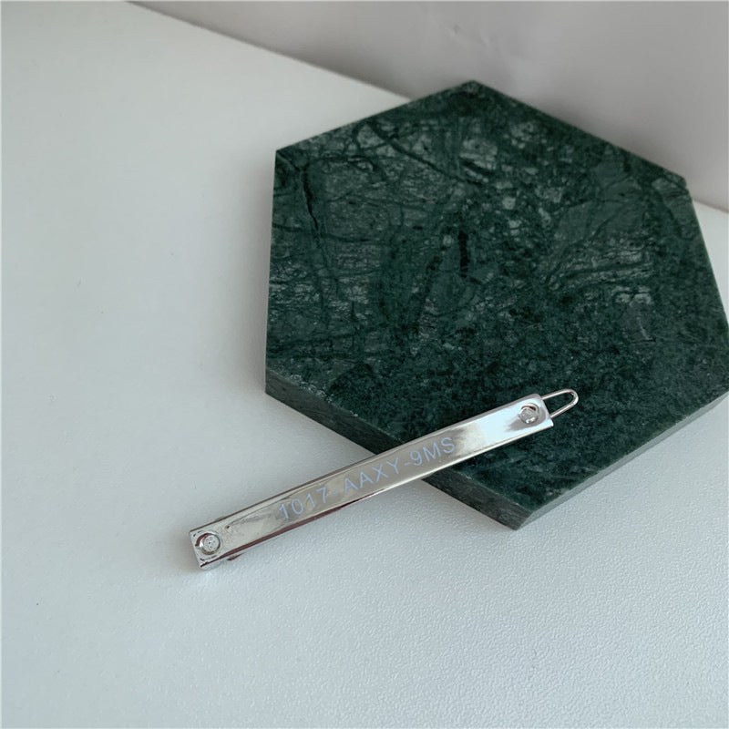Matte Black Silver Letter Hairpin Clip