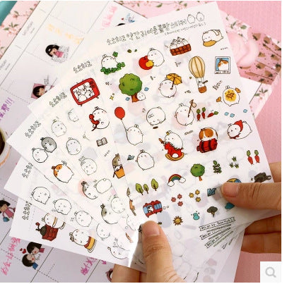 Round Rolling Rabbit Sticker - Transparent PVC Decorative Sticker for Home & Garden