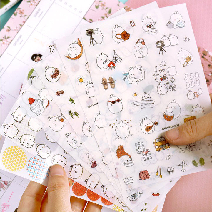 Round Rolling Rabbit Sticker - Transparent PVC Decorative Sticker for Home & Garden