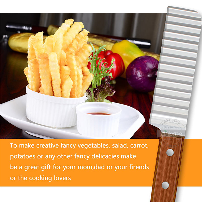 Stainless Steel French Fries Cutter Knife for Vegetables & Fruits - Wave Slicing Tool