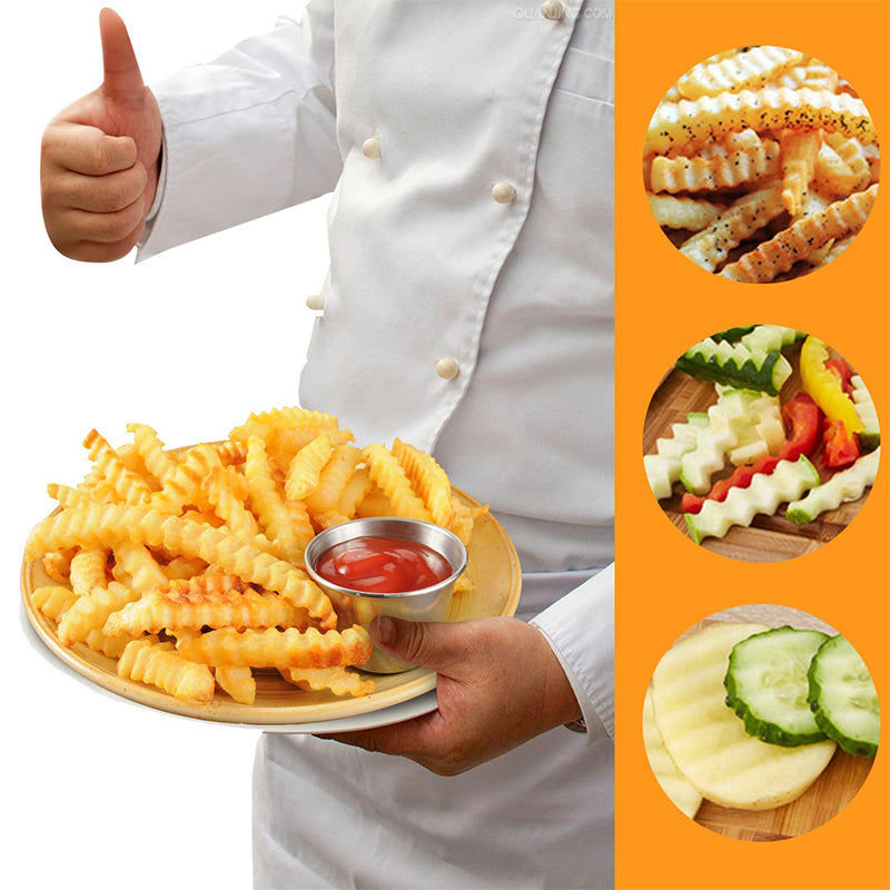 Stainless Steel French Fries Cutter Knife for Vegetables & Fruits - Wave Slicing Tool