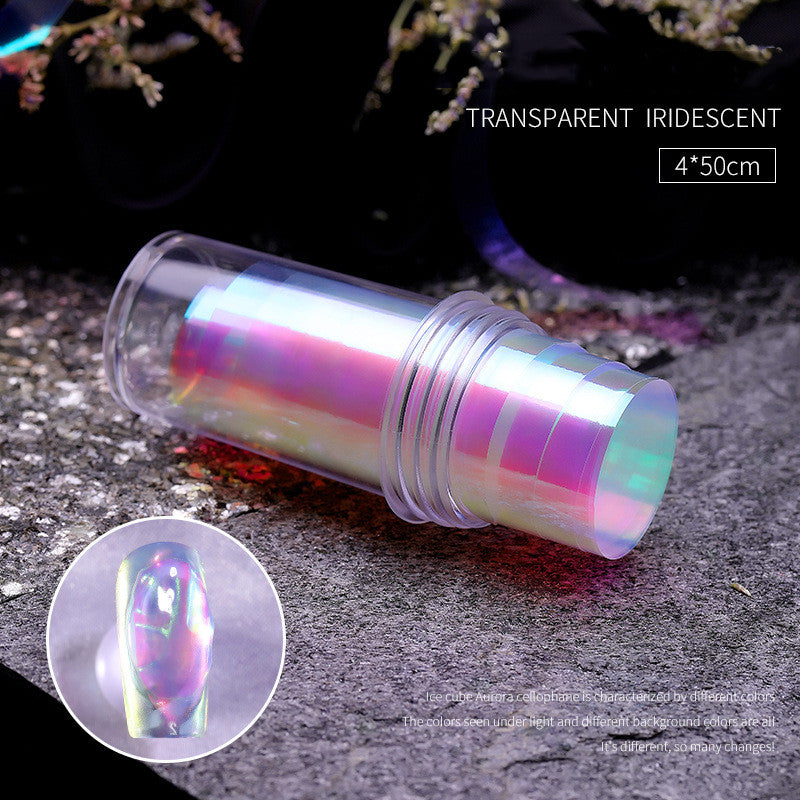 Aurora Ice Cube Cellophane Nail Art Decorations Box for DIY Manicure