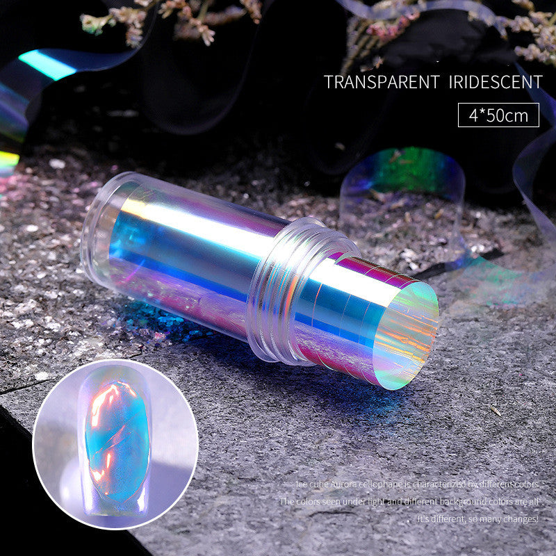 Aurora Ice Cube Cellophane Nail Art Decorations Box for DIY Manicure