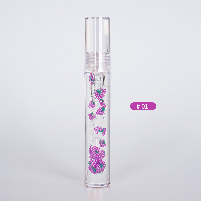Fruit Water Lip Oil Glass - Moisturizing Lip Gloss with Vitamin E & Olive Oil