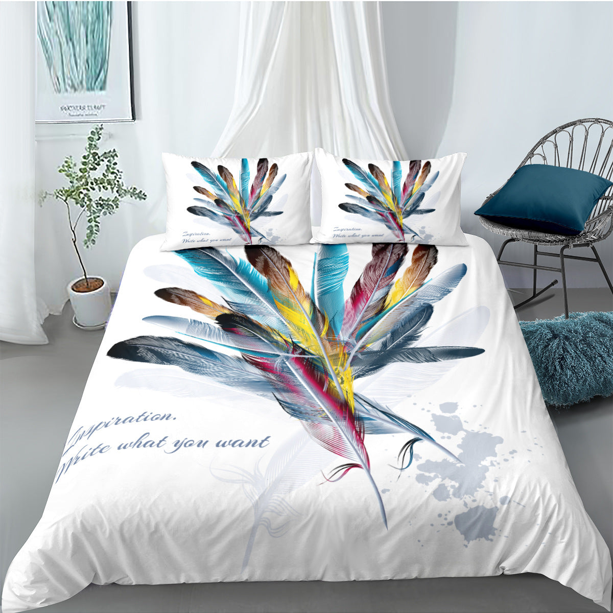 Digital Printing Quilt Cover Set 3 Pieces Modern Home Bedding Comforter Cover