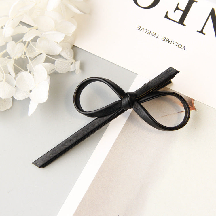 Simple Leather Bow Hairpin - Women's Hair Accessory with Bow Design