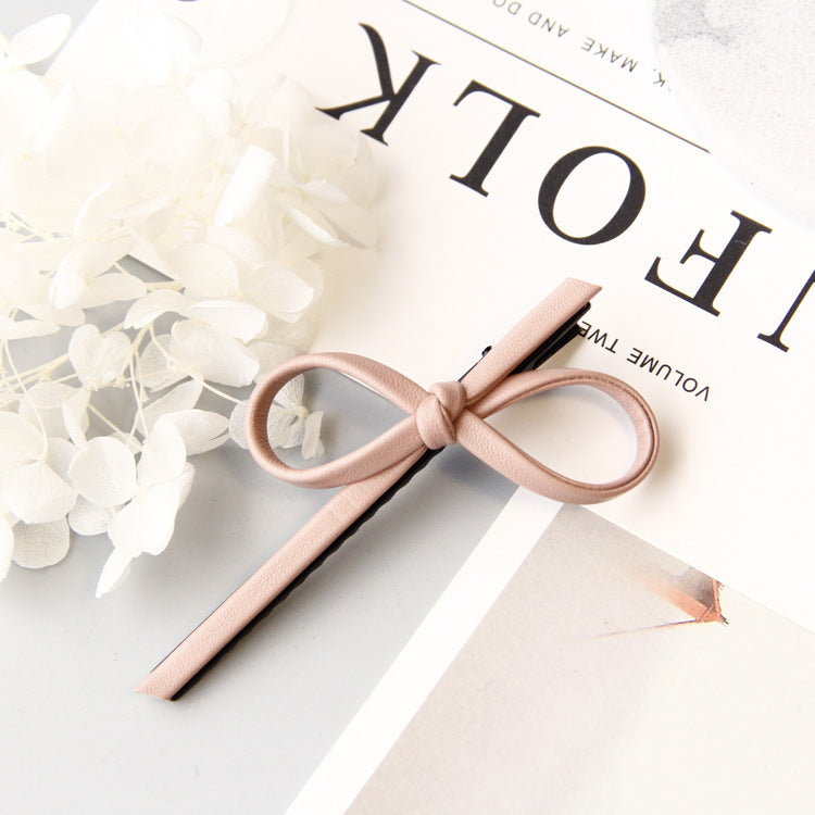 Simple Leather Bow Hairpin - Women's Hair Accessory with Bow Design