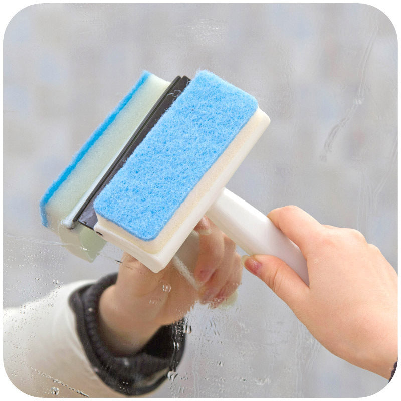Household Glass Wiper and Window Cleaner - Double Sided, Blue & White