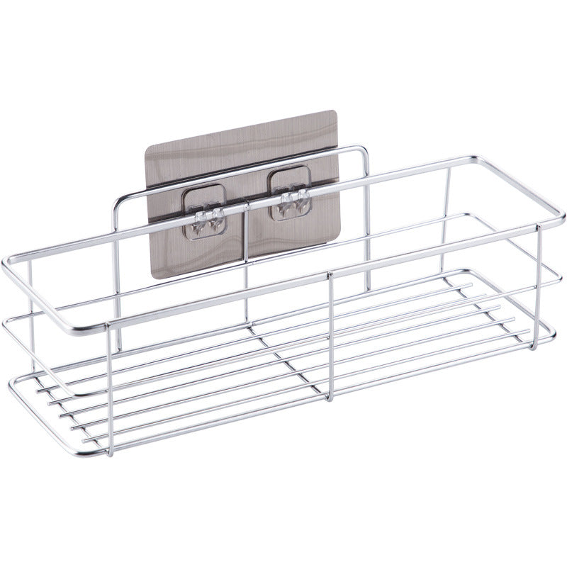 Stainless Steel Bathroom Shelf Wall Mount No Punching Nordic Style