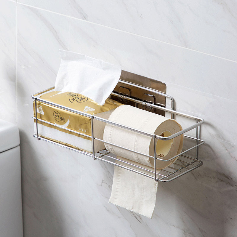 Stainless Steel Bathroom Shelf Wall Mount No Punching Nordic Style