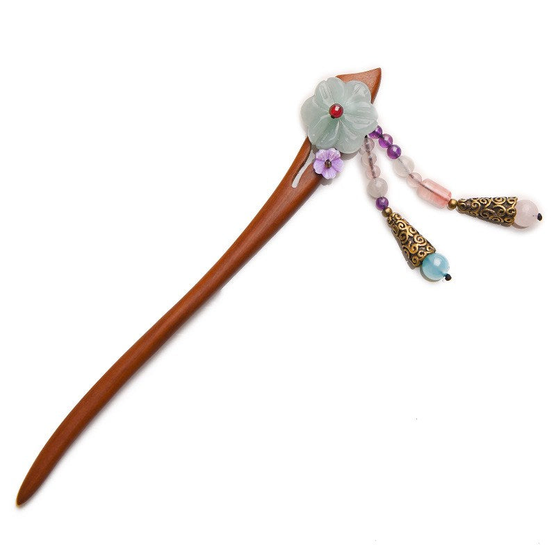 Vintage Red Sandalwood Hair Pin - Brown