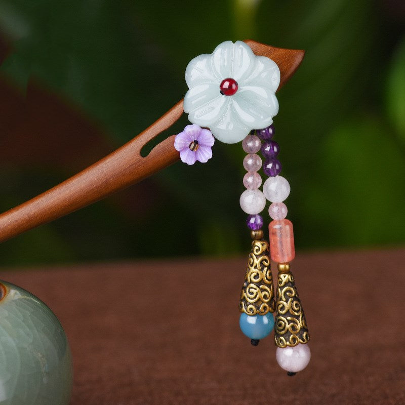 Vintage Red Sandalwood Hair Pin - Brown