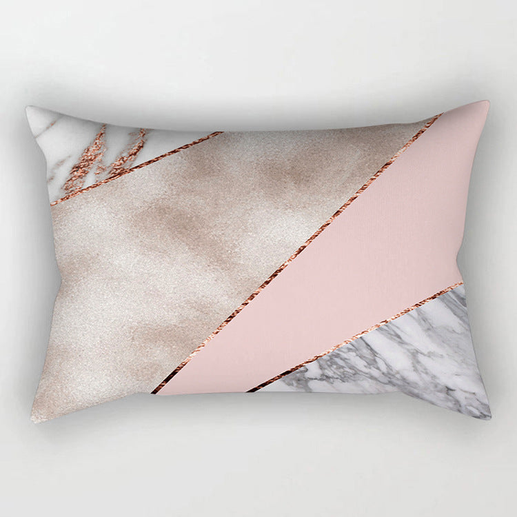 Rose Gold Powder Polyester Pillowcase Set Modern Geometric Cushion Cover