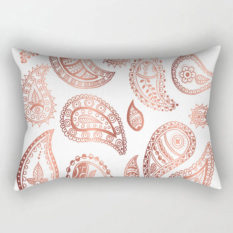Rose Gold Powder Polyester Pillowcase Set Modern Geometric Cushion Cover