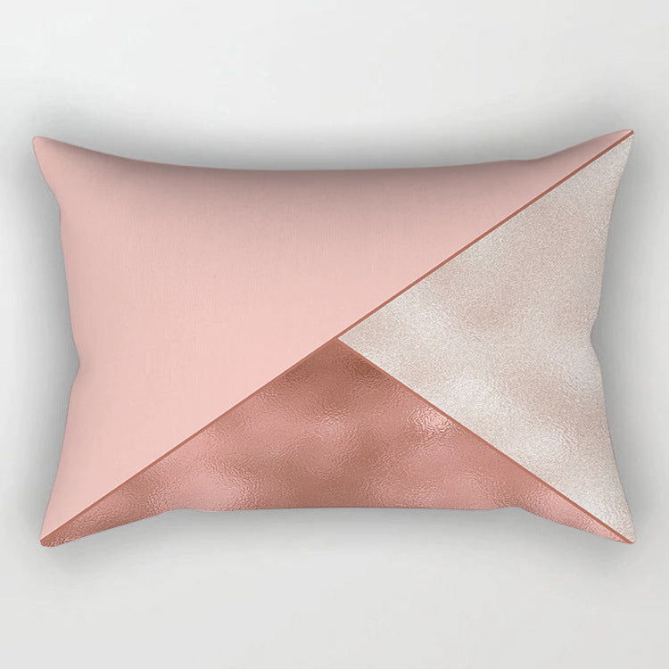 Rose Gold Powder Polyester Pillowcase Set Modern Geometric Cushion Cover