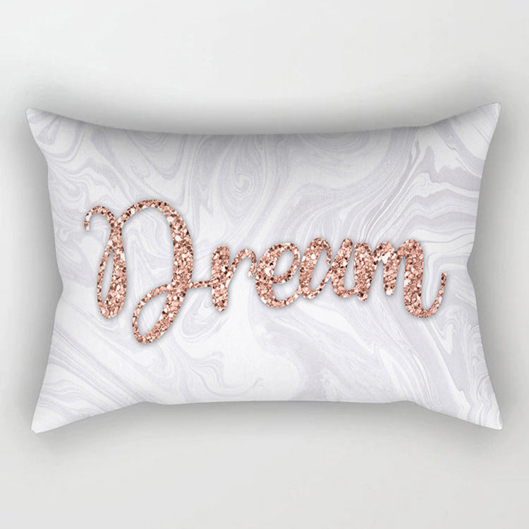 Rose Gold Powder Polyester Pillowcase Set Modern Geometric Cushion Cover