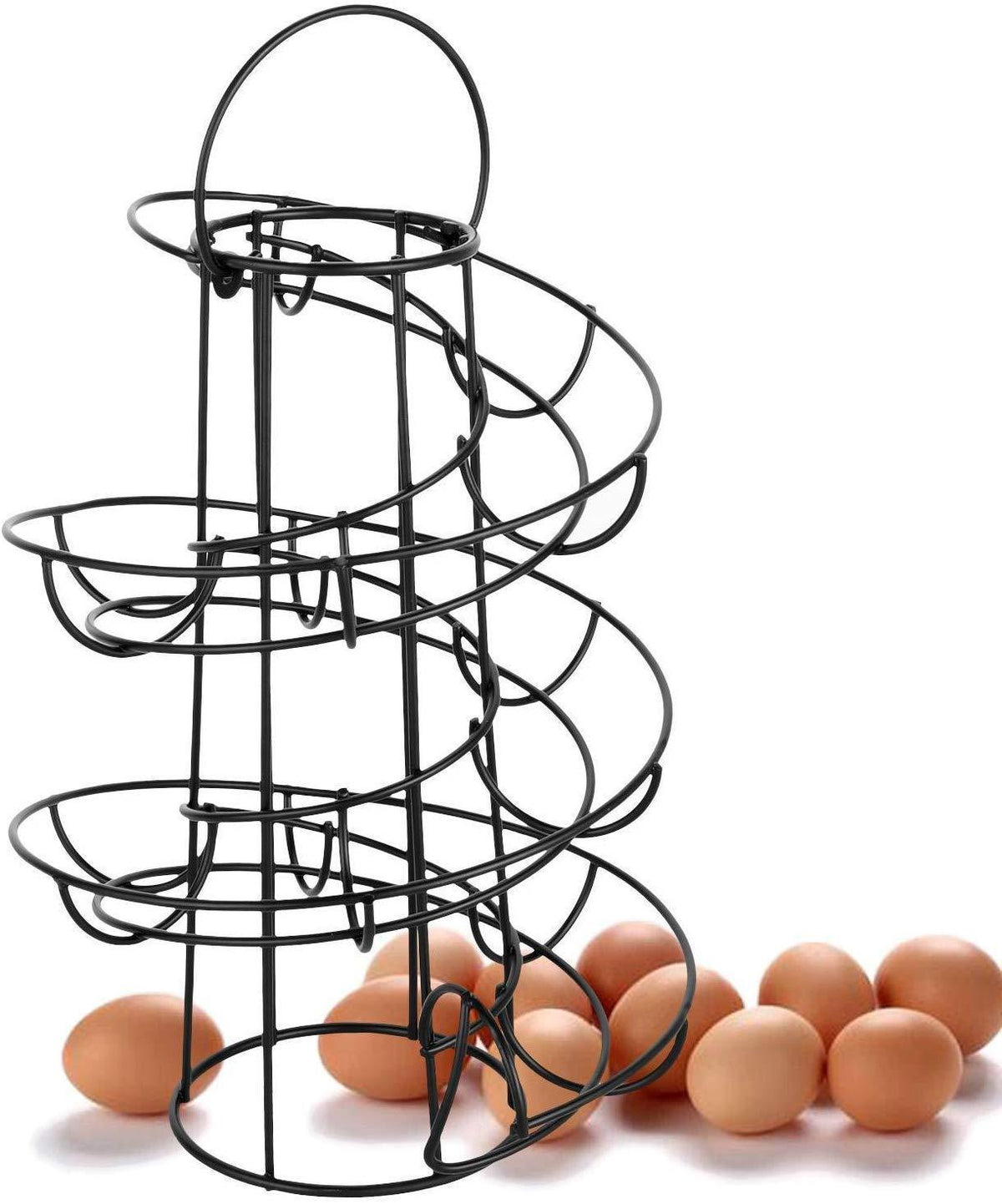Spiral Egg Rack Basket Wrought Iron Kitchen Storage Organizer