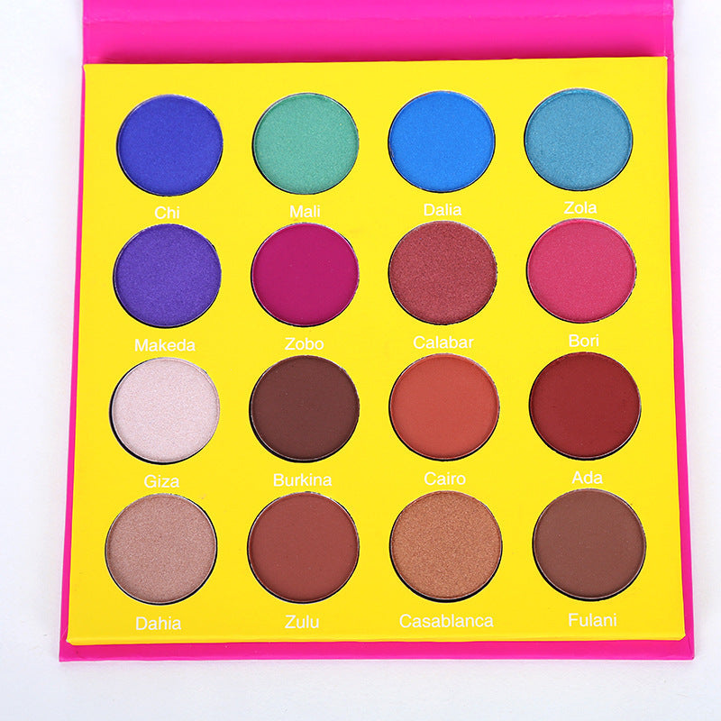16-Color Eyeshadow Palette for Versatile Makeup - Waterproof & Velvet Finish