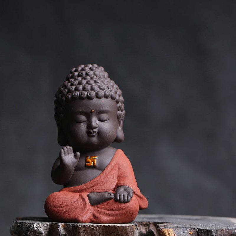 Ceramic Buddha Statue Decoration Purple Sand Tea Pet Tray Accessories