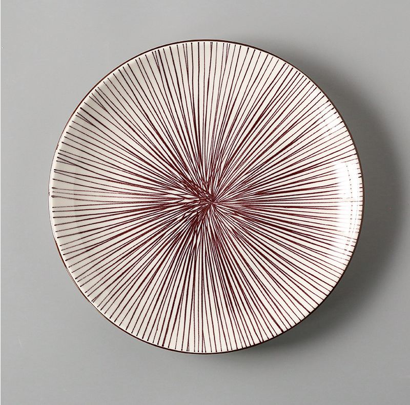 Large Ceramic Rice Dishes Set - Japanese Flat Porcelain Serving Plates