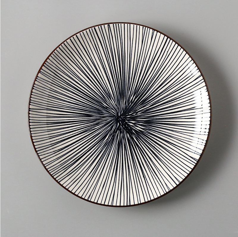 Large Ceramic Rice Dishes Set - Japanese Flat Porcelain Serving Plates