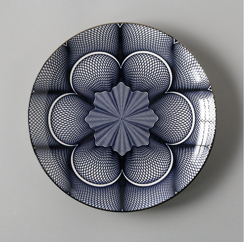 Large Ceramic Rice Dishes Set - Japanese Flat Porcelain Serving Plates