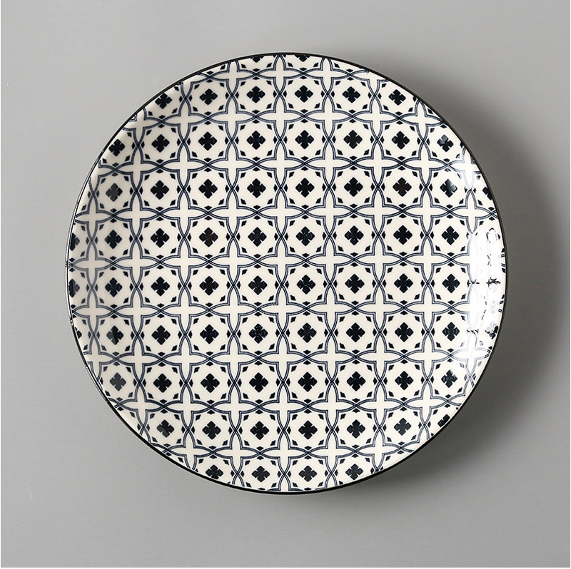 Large Ceramic Rice Dishes Set - Japanese Flat Porcelain Serving Plates