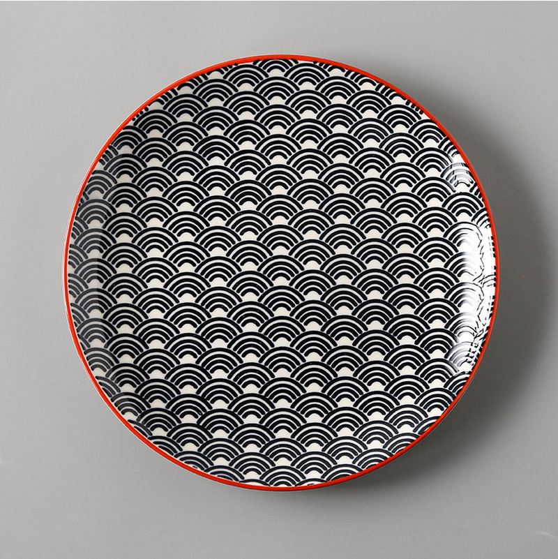 Large Ceramic Rice Dishes Set - Japanese Flat Porcelain Serving Plates