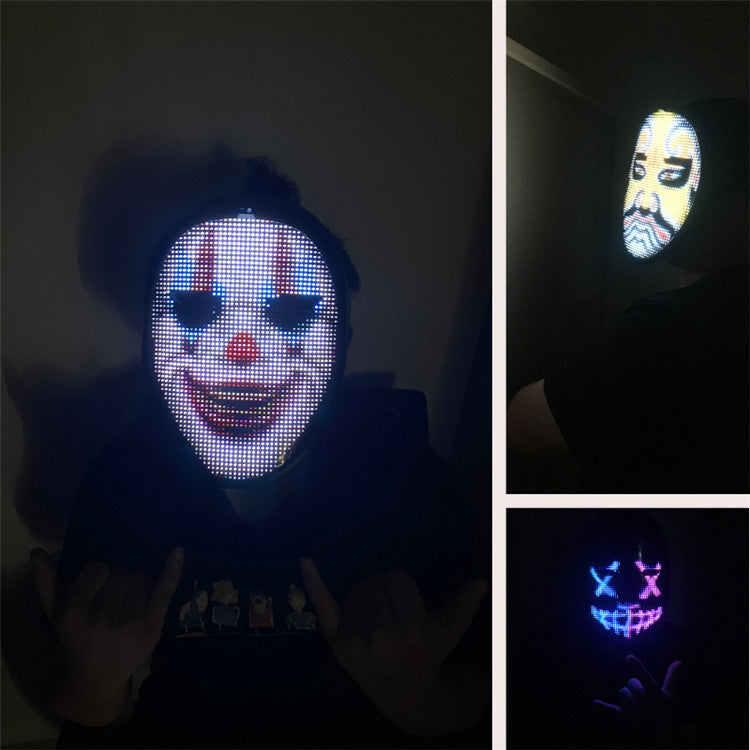 LED Face Mask with App Control - Glowing Party & Holiday Mask, Color Variants