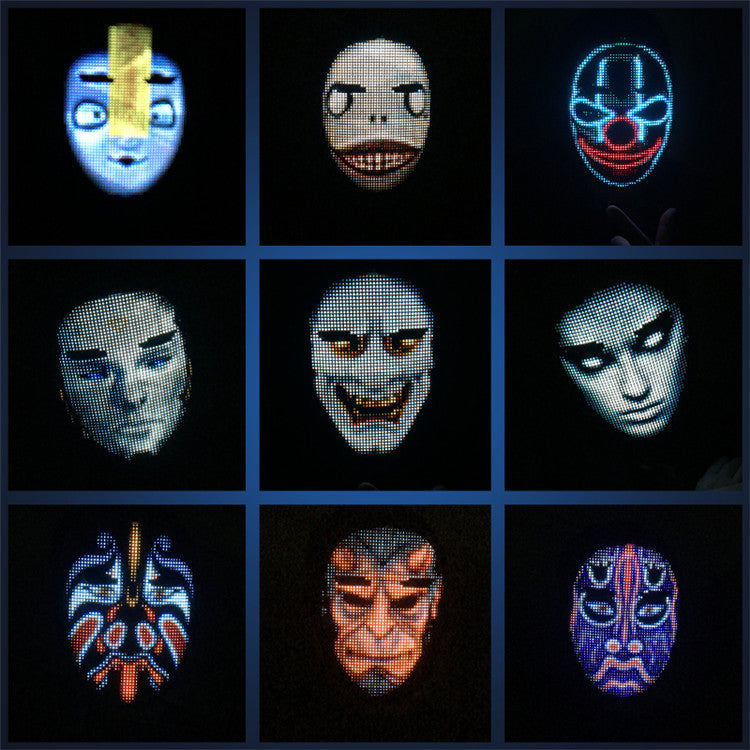 LED Face Mask with App Control - Glowing Party & Holiday Mask, Color Variants