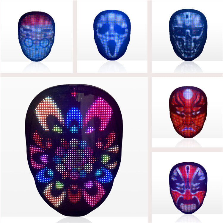 LED Face Mask with App Control - Glowing Party & Holiday Mask, Color Variants