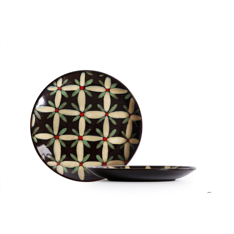 Creative Round Hand-Painted Ceramic Plates - Multiple Styles, 8.5-inch
