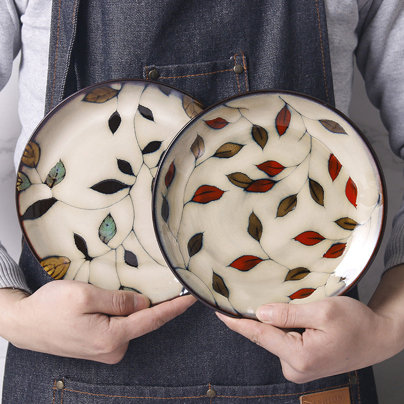 Creative Round Hand-Painted Ceramic Plates - Multiple Styles, 8.5-inch
